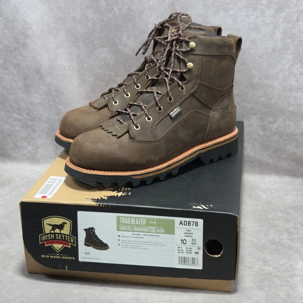 Irish Setter Trailblazer A0878 Brown Leather Waterproof Boots Mens 10 E2 Wide